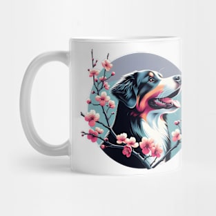 Joyful Estrela Mountain Dog with Spring Cherry Blossoms Mug